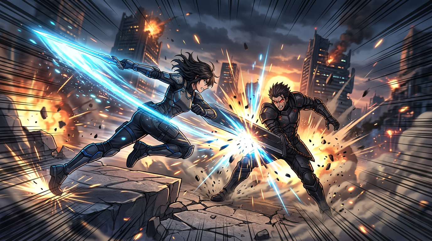 Action CG Scene — Visual Novel template