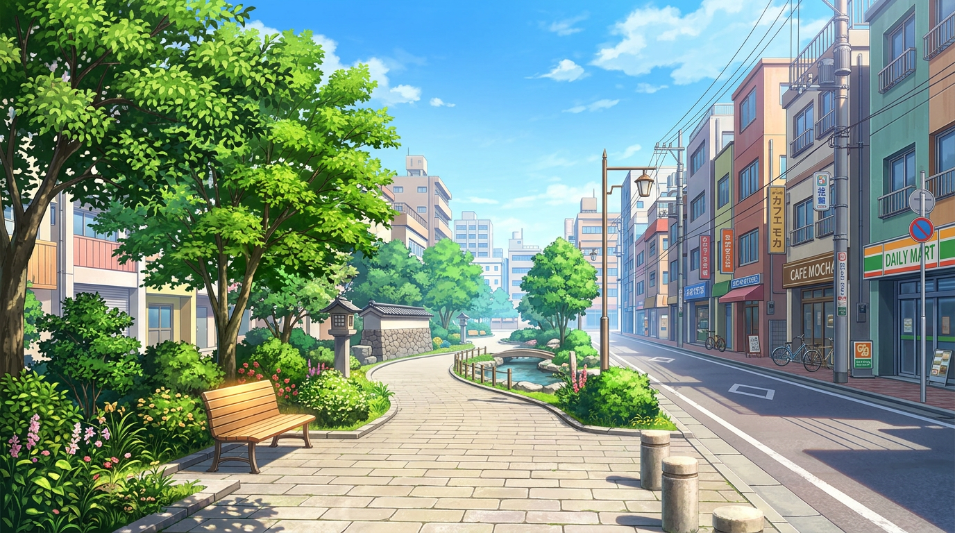Daytime Exterior Background — Visual Novel template