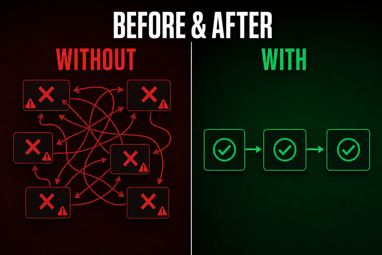 Before / After Split — Developer Tools template