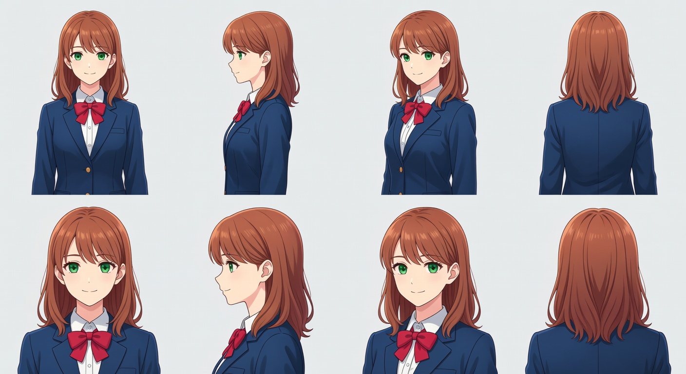 Anime Character Turnaround — Visual Novel template