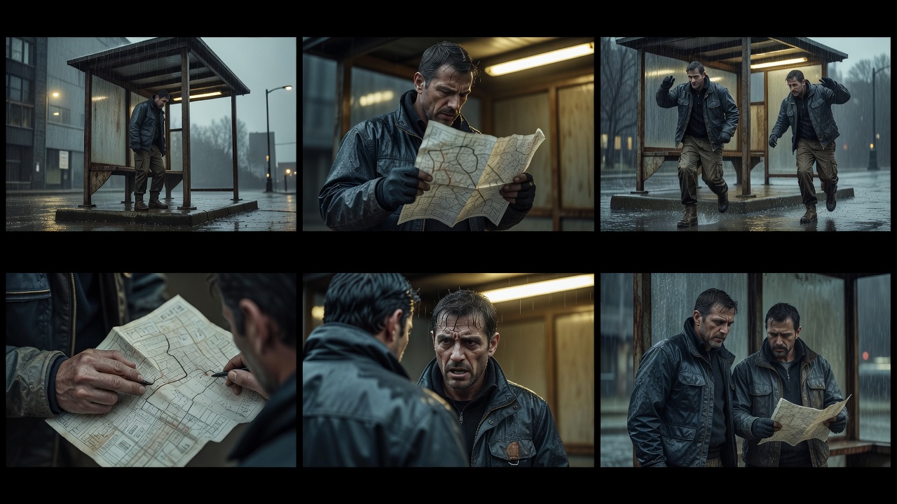 Six-Shot Storyboard Sheet — Cinematic Stills template