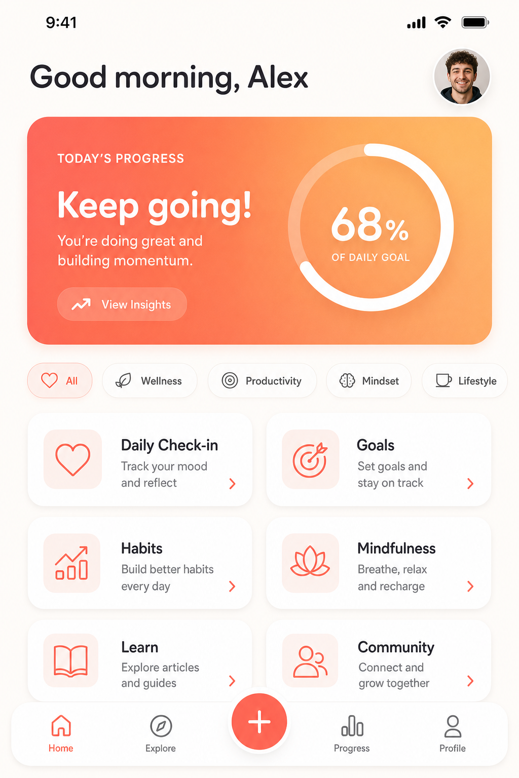 Mobile App Home Screen — UI Screens template